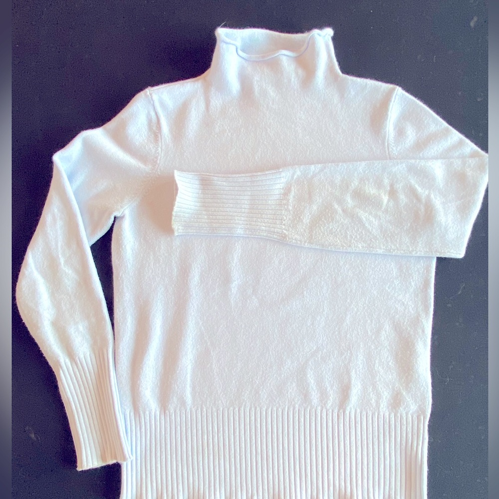 Mock turtle neck, cotton sweater from French Connection. Baby blue., super soft.
